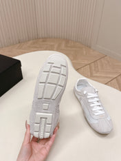 PRADA 26S CLASSIC SNEAKERS IN LIGHT GREY SUEDE AND MESH