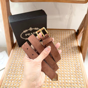 PRADA 25S BELT 25 MM IN BROWN SUEDE 542643