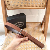 PRADA 25S BELT 25 MM IN BROWN SUEDE 542642
