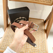 PRADA 25S BELT 25 MM IN BROWN SUEDE 542642