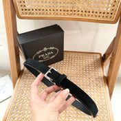 PRADA 25S BELT 25 MM IN BLACK SUEDE 542640