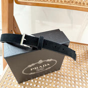 PRADA 25S BELT 25 MM IN BLACK SUEDE 542640