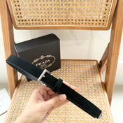 PRADA 25S BELT 25 MM IN BLACK SUEDE 542640