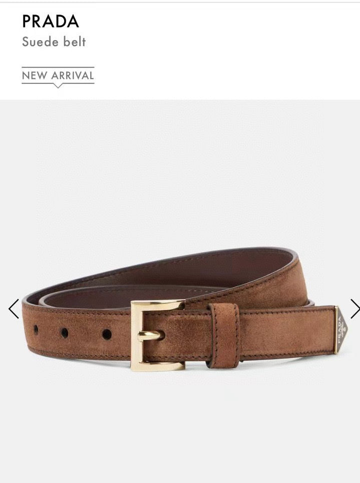 PRADA 25S BELT 25 MM IN BROWN SUEDE 542643