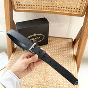 PRADA 25S BELT 25 MM IN BLACK CALFSKIN 542644