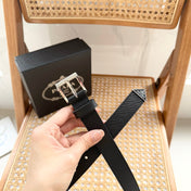 PRADA 25S BELT 25 MM IN BLACK CALFSKIN 542644