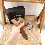 PRADA 25S BELT 25 MM IN LIGHT BROWN CALFSKIN 542647