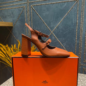 JACKIE 80 MM PUMP IN UMBER BROWN CALFSKIN