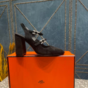 JACKIE 80 MM PUMP IN BLACK SUEDE