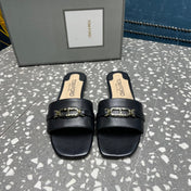 WHITNEY SLIDE IN BLACK CALFSKIN