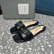 WHITNEY SLIDE IN BLACK CALFSKIN