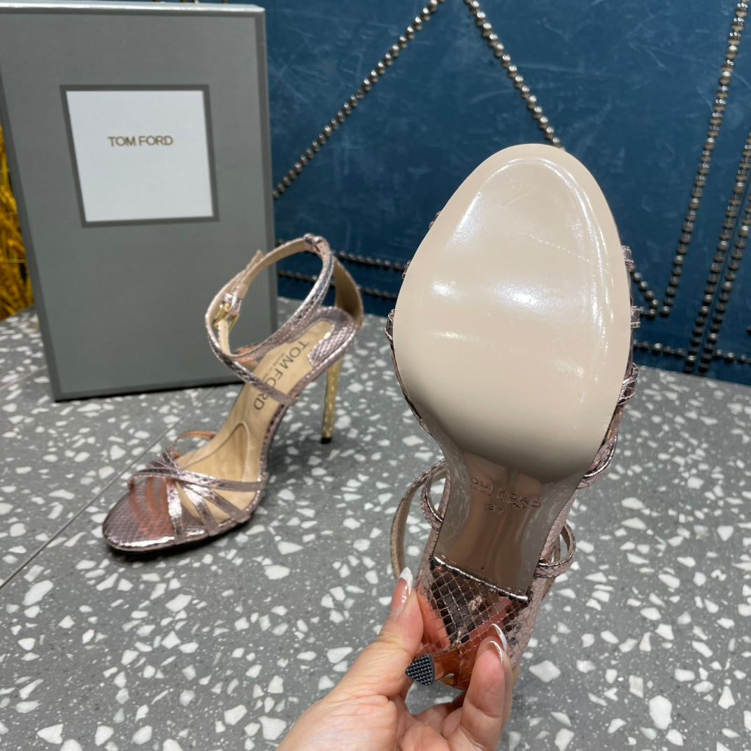 IDA SANDAL 10 CM IN COPPER SNAKE PATTERNED CALFSKIN