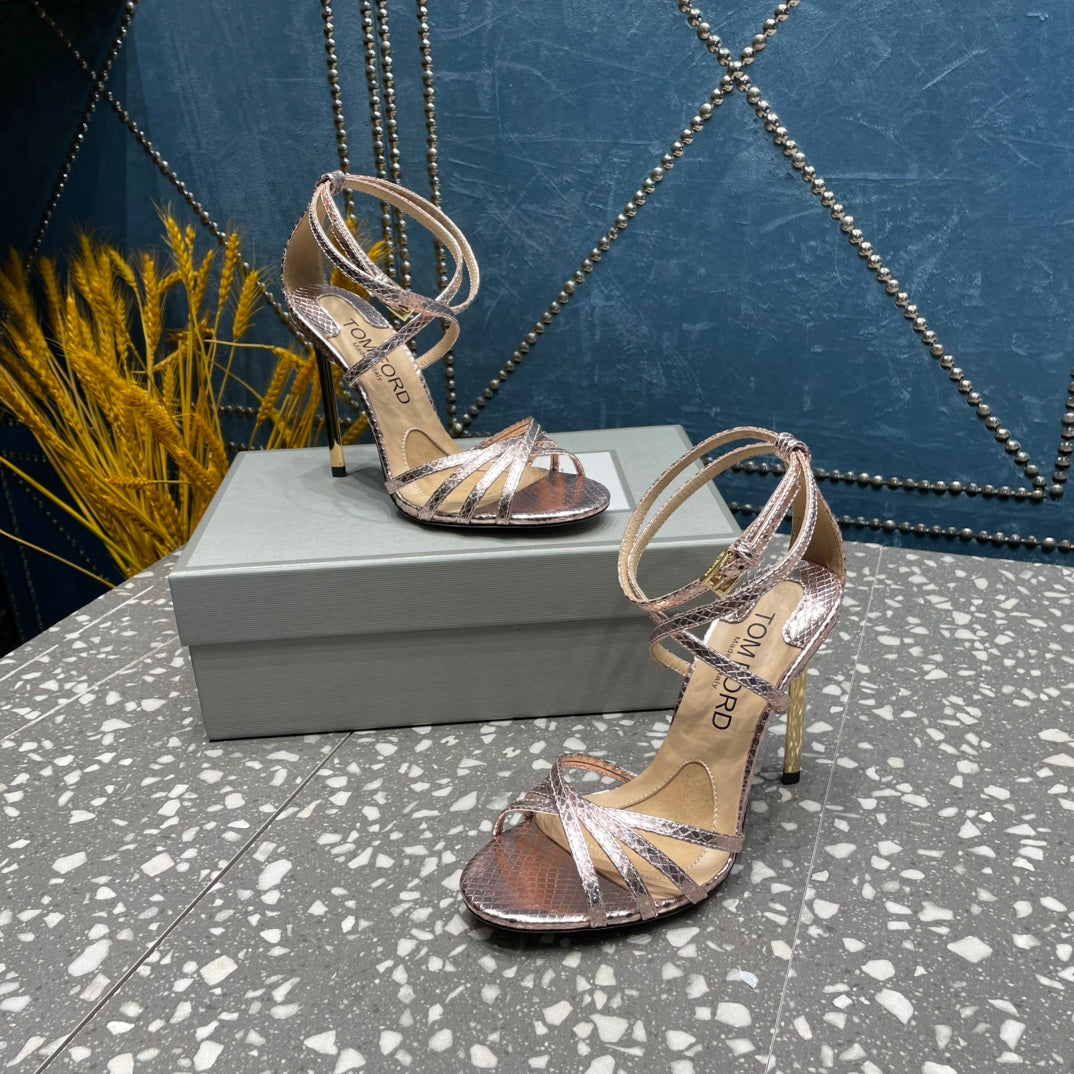 IDA SANDAL 10 CM IN COPPER SNAKE PATTERNED CALFSKIN