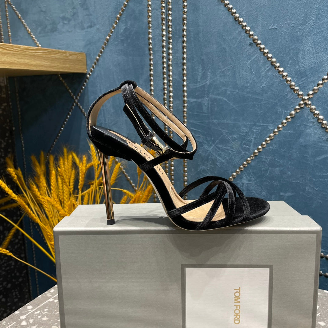 VELVET IDA SANDAL 10 CM BLACK