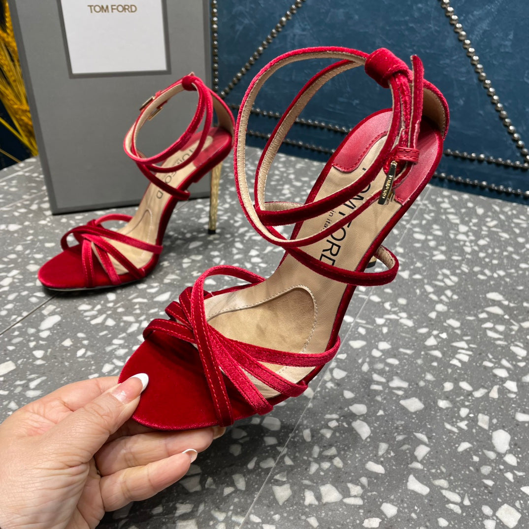 VELVET IDA SANDAL 10 CM CHERRY RED