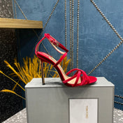 VELVET IDA SANDAL 10 CM CHERRY RED