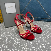 VELVET IDA SANDAL 10 CM CHERRY RED