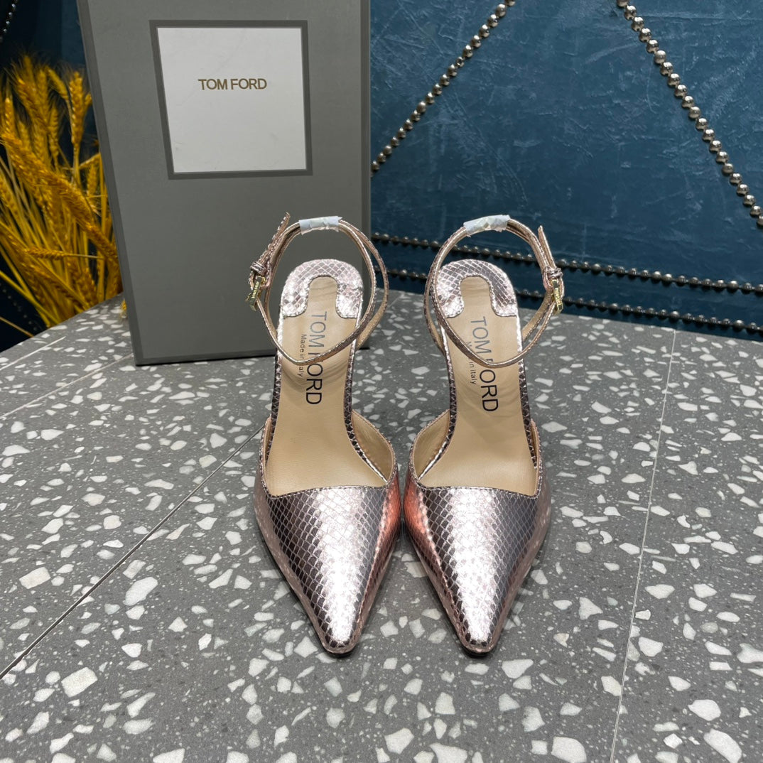 HIGH HEELS 10 CM IN DUSTY PINK SNAKE PATTERNED CALFSKIN