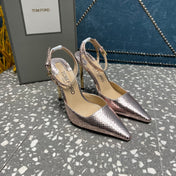 HIGH HEELS 10 CM IN DUSTY PINK SNAKE PATTERNED CALFSKIN