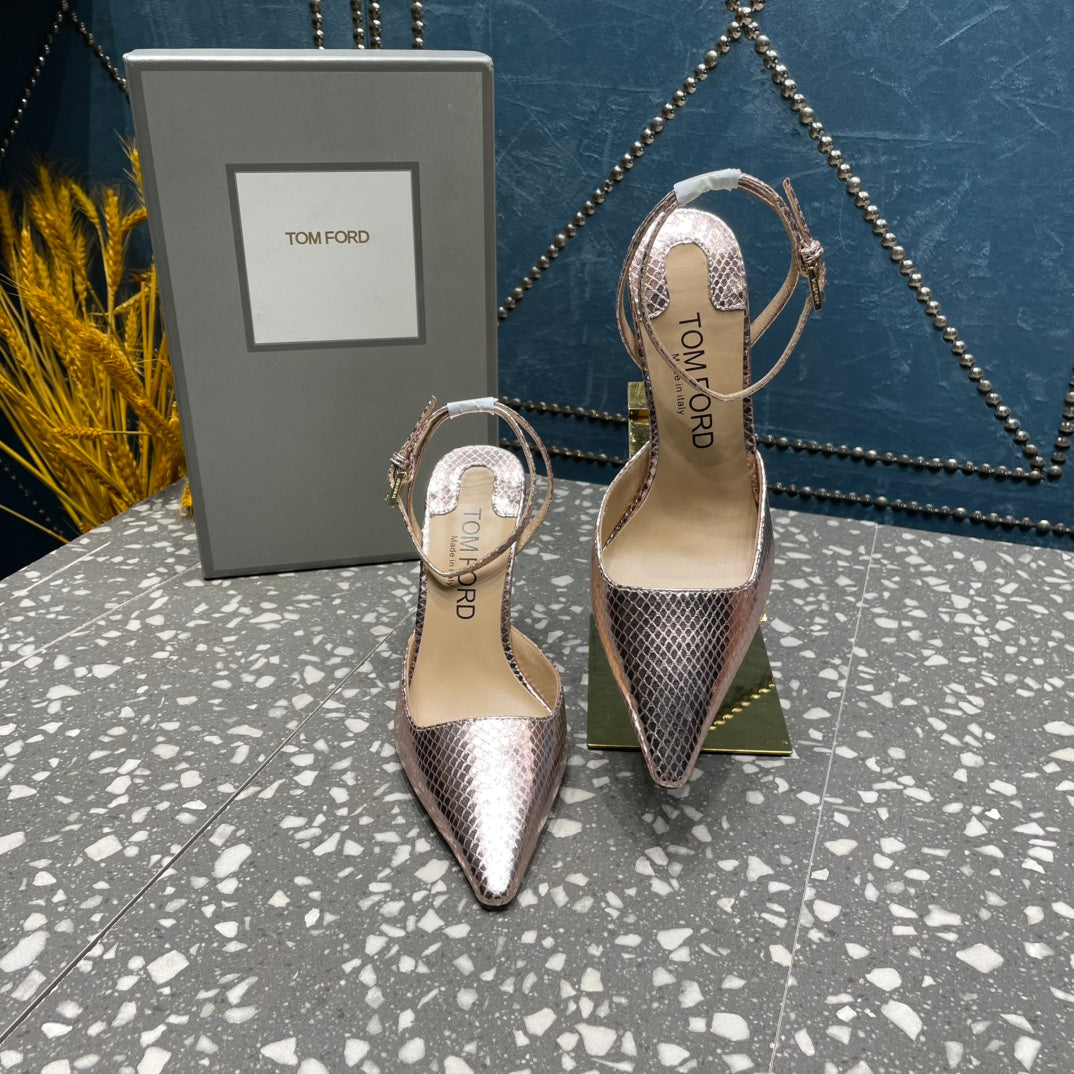 HIGH HEELS 10 CM IN DUSTY PINK SNAKE PATTERNED CALFSKIN