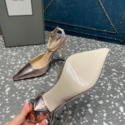 HIGH HEELS 10 CM IN DUSTY PINK SNAKE PATTERNED CALFSKIN