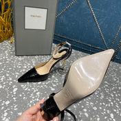 HIGH HEELS 10 CM IN BLACK SNAKE PATTERNED CALFSKIN