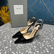 HIGH HEELS 10 CM IN BLACK SNAKE PATTERNED CALFSKIN