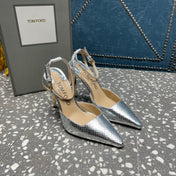 HIGH HEELS 10 CM IN SILVER SNAKE PATTERNED CALFSKIN