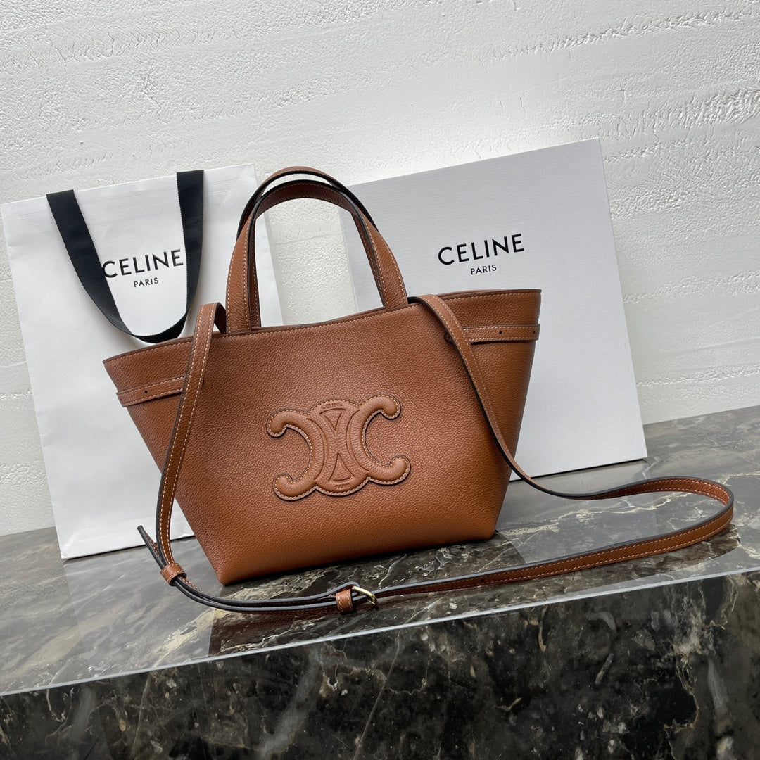 MINI CABAS ANAÏS CUIR TRIOMPHE 21 IN BRONZE ORANGE GRAINED CALFSKIN