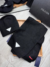 SET SCARF AND HAT IN BLACK WOOL AND RABBIT FUR 397410
