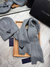 SET SCARF AND HAT IN RHINO GRAY WOOL AND RABBIT FUR 397407