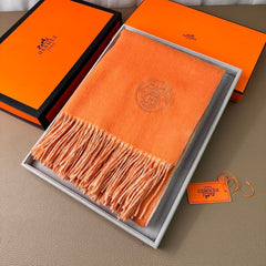 DOUBLE-FACE SCARF 200 CM IN TIGER ORANGE CASHMERE