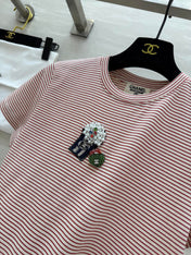 CC Beaded T-shirt Pink White Cotton