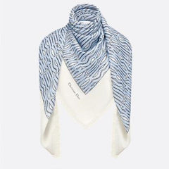 MISS DIOR ALLOVER SHAWL 140 CM IN POWDER BLUE MIX WHITE SILK CASHMERE 411630
