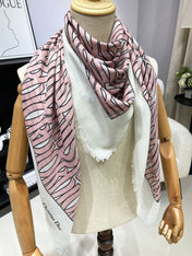 MISS DIOR ALLOVER SHAWL 140 CM IN PALE PINK MIX WHITE SILK CASHMERE 411631