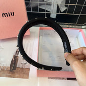 THICK HEADBAND ATTACHED BEADED IN BLACK FABRIC 429361