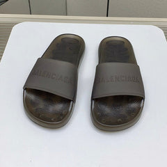 POOL SLIDE SANDAL IN SMOKE BROWN RUBBER