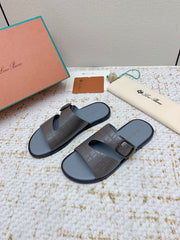 SANDALS IN DARK GRAY SNAKE EMBOSSED CALFSKIN