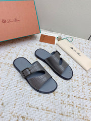 SANDALS IN DARK GRAY SNAKE EMBOSSED CALFSKIN