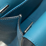 HALZAN 25 HANDLE BAG IN FOUNTAIN BLUE GRAINED CALFSKIN