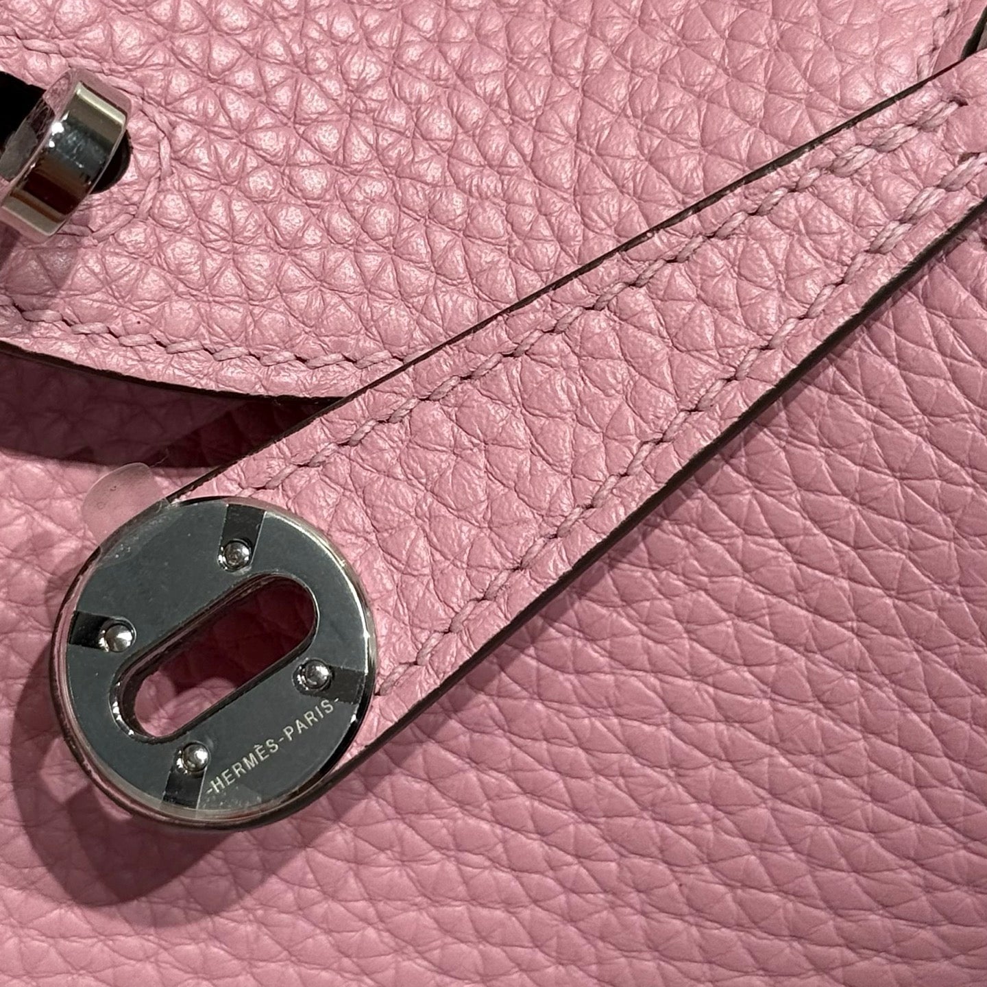 HERMES 25S MINI LINDY 19 IN MAUVE CALFSKIN SILVER HARDWARE