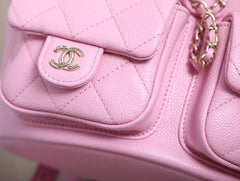 CHANEL 25S BACKPACK 21 CM IN LIGHT PINK LAMBSKIN