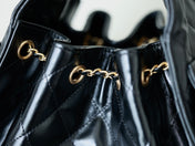 CHANEL 25S HOBO BAG 30 CM IN BLACK LIGHT GLOSSY LEATHER WITH GOLD HARDWARE