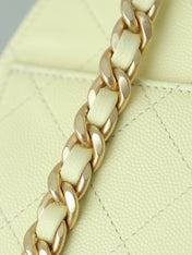 CHANEL 25S HOBO BAG 30 CM IN PASTEL YELLOW LAMBSKIN WITH GOLD HARDWARE