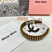 HAIRBAND IN LIZARD BROWN FELT FABRIC DIAMOND-EMBELLISHED 230831