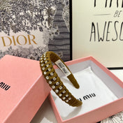 HAIRBAND IN LIZARD BROWN FELT FABRIC DIAMOND-EMBELLISHED 230831