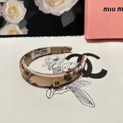 SILK THICK HEADBAND LIGHT BROWN FLOWER PRINT 239957