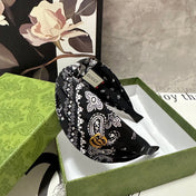 HAIRBAND IN BLACK MIX WHITE PATTERN FABRIC 299345