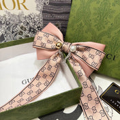 RIBBON BOW HAIR CLIP IN BABY PINK RE-NYLON ATTACHED PEARL 358259