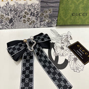 RIBBON BOW HAIR CLIP IN BLACK RE-NYLON ATTACHED PEARL 358260